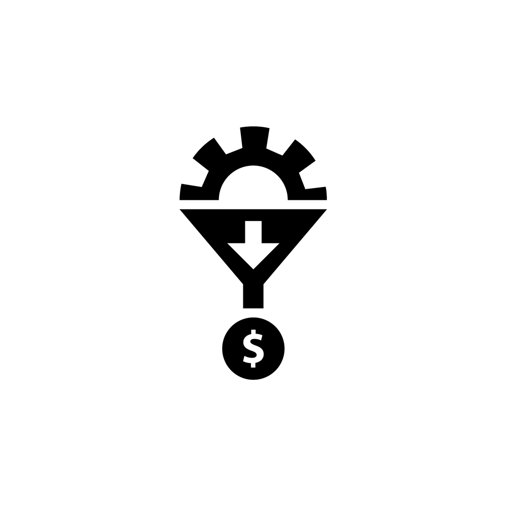 funnel shape into dollar sign icon